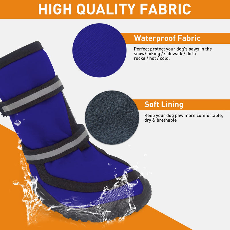Dog Shoes for Large Dogs Medium Winter Snow Dog Booties with Adjustable Straps Rugged Anti-Slip Sole Paw - Sports Running Hiking Pet Dog Boots Protectors Comfortable Fit XS(Width 1.57in) Blue - PawsPlanet Australia