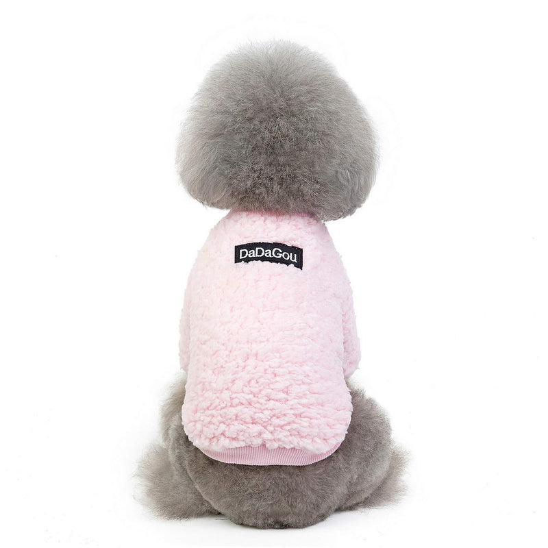 [Australia] - SMALLLEE_LUCKY_STORE Super Soft Sherpa Fleece Sweatshirt Jacket Pullover Sweater for Small Dog Cat Boy Girl Puppy Kitten Winter Coat Warm Pet Clothes S(Back: 8.0"; Chest: 12.5") baby pink 