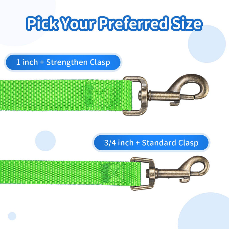 HIKISS 4FT 6FT Dog Leash, Strong and Durable Leash with Easy to Use Collar Hook,1 Inch 3/4 Inch Wide Dog Leashes for Medium Large Dogs Small Dogs and Puppy 1 in x 4ft Green - PawsPlanet Australia