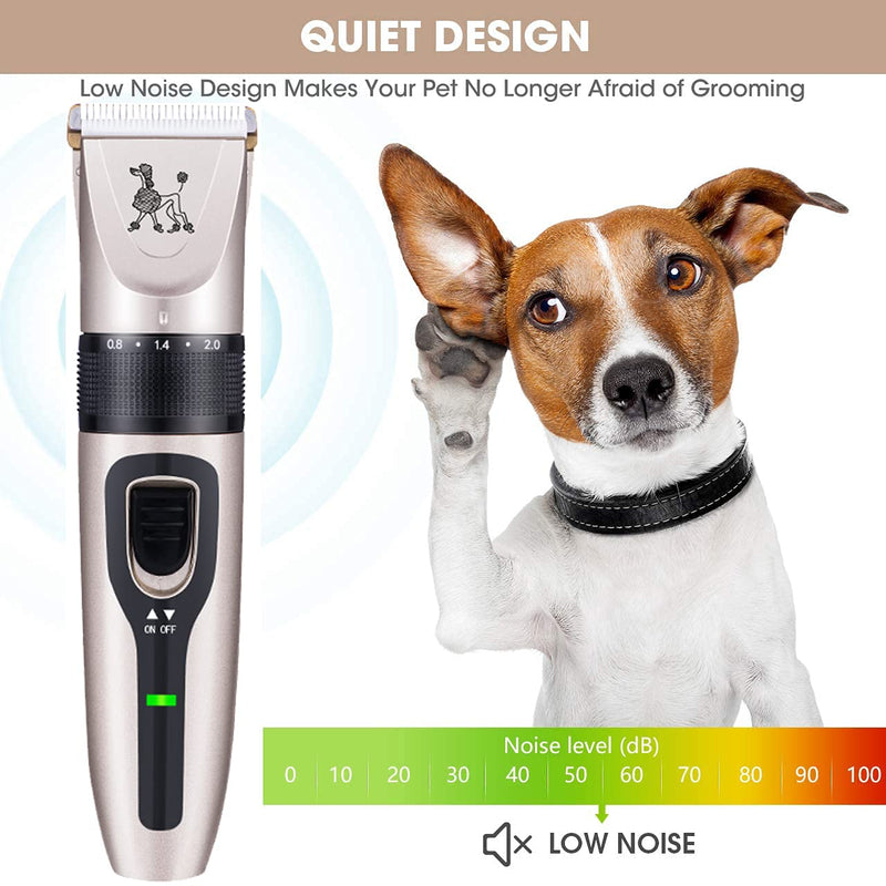 MYLAND Dog Clippers Low Noise Pet Grooming Kit Tools Rechargeable Cordless Electric Hair Clippers for Dogs Cats Pets - PawsPlanet Australia