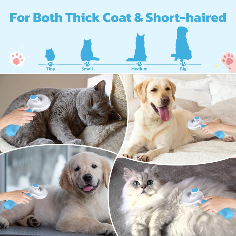 Zivacate Cat Brush Dog Brush [Ergonomic Handle & One-Click Cleaning] Self-Cleaning Brush for Short & Long Haired Dogs/Cats/Rabbits, Undercoat Brush (Blue) Blue - PawsPlanet Australia