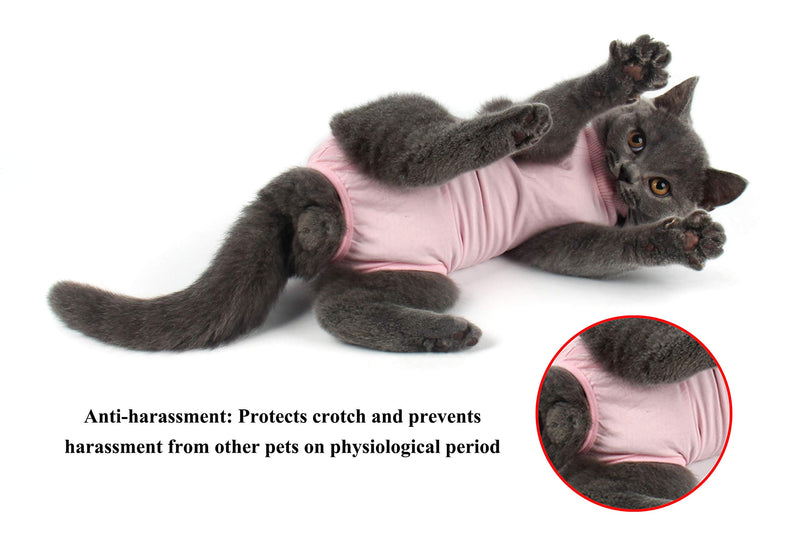 Due Felice Cat Professional Surgical Recovery Suit for Abdominal Wounds Skin Diseases, After Surgery Wear, E-Collar Alternative for Cats Dogs, Home Indoor Pets Clothing Pink L - PawsPlanet Australia