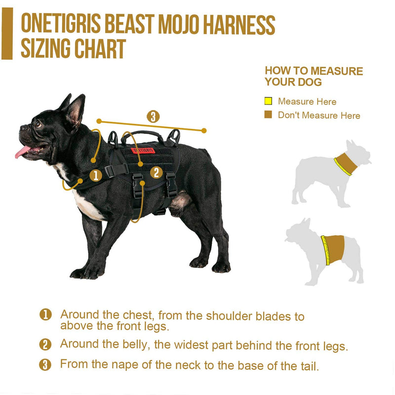 OneTigris Tactical Dog Harness Small Dog Puppy No-Pull Adjustable Military Vest with Front Clip and Easy Control Handle for Walking Running Training (Black, Extra Small) Black - PawsPlanet Australia