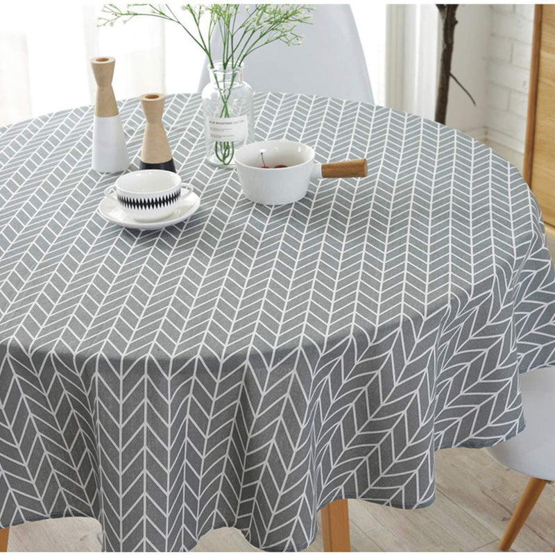Cotton Linen Tablecloth Grey Arrow Round Table Cover for Dining Kitchen Home Tabletop Decoration, Round - 48 Inch Round-48 in - PawsPlanet Australia