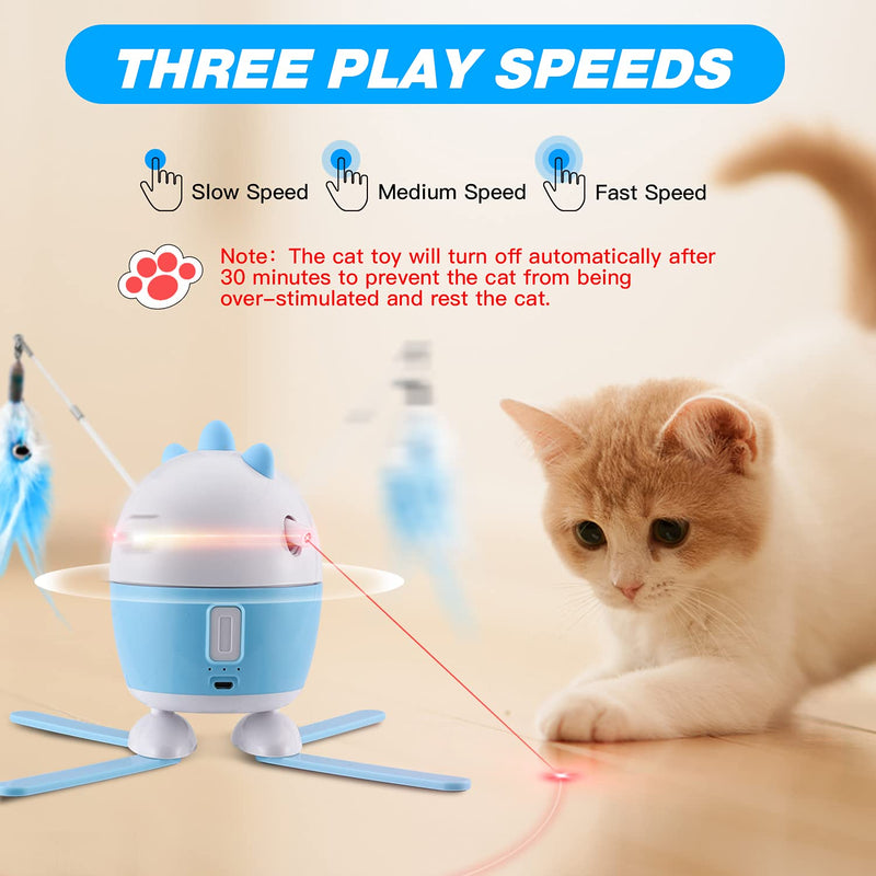 Interactive Cat Toys, Cat Laser Toy & Cat Feather Toys 2 in 1, Automatic Recharge Electric Cat Toys for Indoor Cats Kitten, with 2 Feathers & 1 Tassel - PawsPlanet Australia