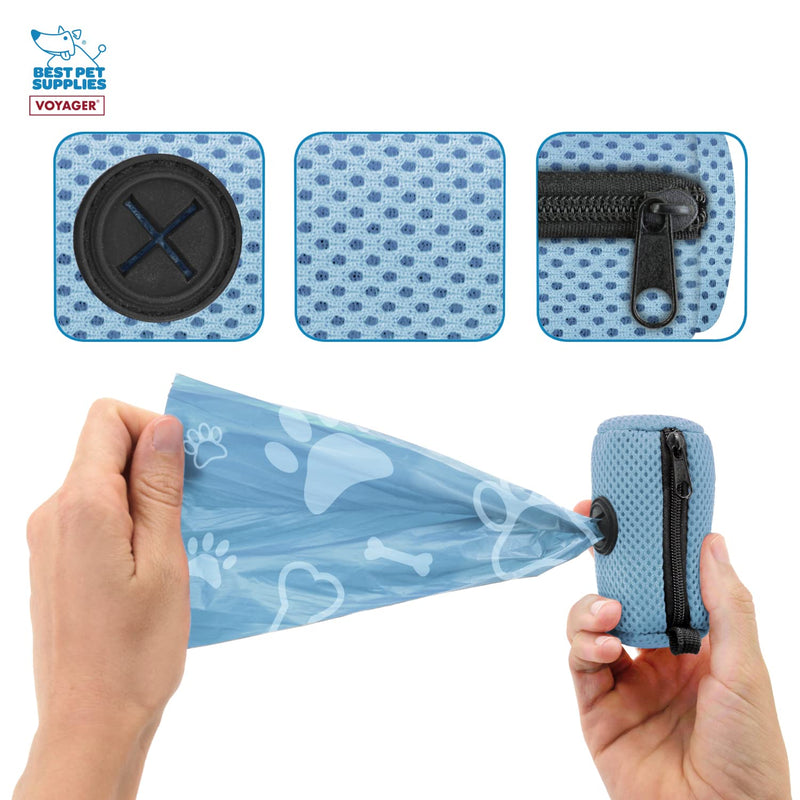 Voyager Step-In Air Dog Harness for Small and Medium Dogs – All Weather Mesh Step in Vest Harness Leash Waste Bag Dispenser by Best Pet Supplies (Dispenser \w 15 Bags) Baby Blue Dispenser - PawsPlanet Australia