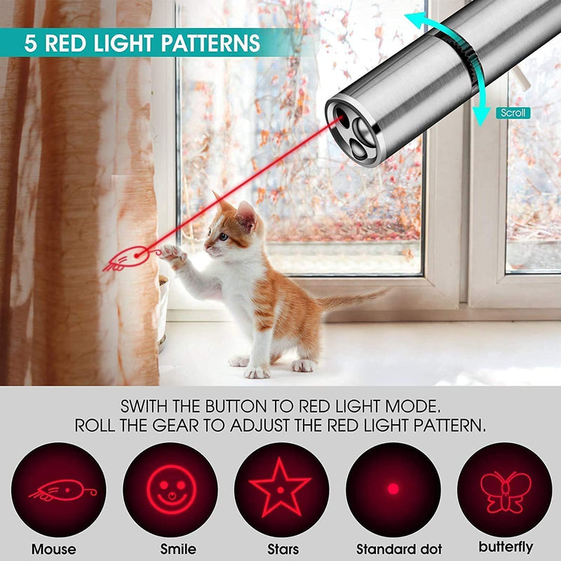 YJOO USB Rechargeable Kitten Toys for Cat Dog Training Laseres Toy (Red, White and Purple Light) 2pack - PawsPlanet Australia