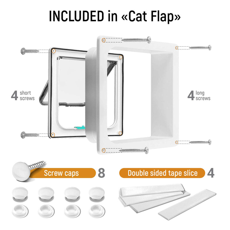 [Australia] - PetCitrus Cat Door - Large (Outer Size 9.2" X 9.8") 4 Way Locking - Cat Doors For Interior Doors - Pet Door for Small Dog with Circumference Shorter Than 23" - Weather-Resistant - Magnetic Closure 