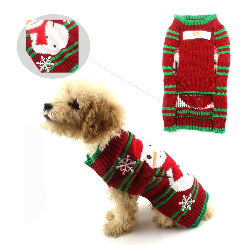 DELIFUR Dog Snow Sweaters Snowman Sweaters Xmas Dog Holiday Sweaters New Year Christmas Sweater Pet Clothes for Small Dog and Cat(Snowman,XXS) 2X-Small - PawsPlanet Australia