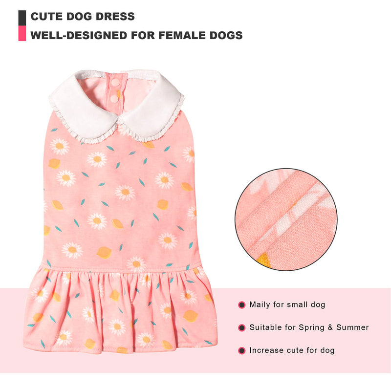 Topkins Dog Dress Floral Pet Clothes Outfits Dress for Small Doggie Cat Cotton Soft Puppy Dress Clothes Dog Party Costumes Clothes Apparel Pink X-Large - PawsPlanet Australia