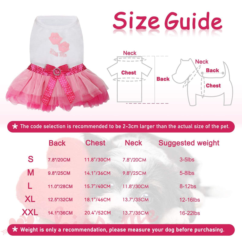 HYLYUN Small Dog Dress 2 Packs - Cute Tutu Princess Dress Heart & Lip Printed Puppy Dresses for Girl Small Dogs S(3-5 lbs) - PawsPlanet Australia