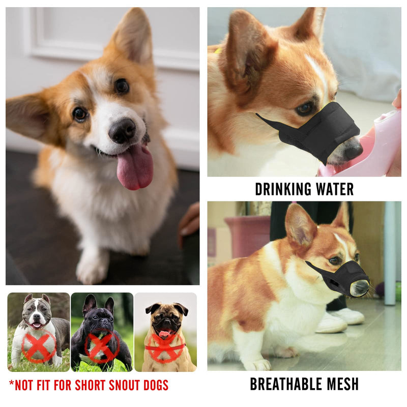 Dog Muzzles to Prevent Biting Eating Barking and Chewing, Nylon Muzzle for Small Medium Dogs with Breathable Air Mesh，Soft Dog Mouth Guard with Adjustable Straps (S) S - PawsPlanet Australia