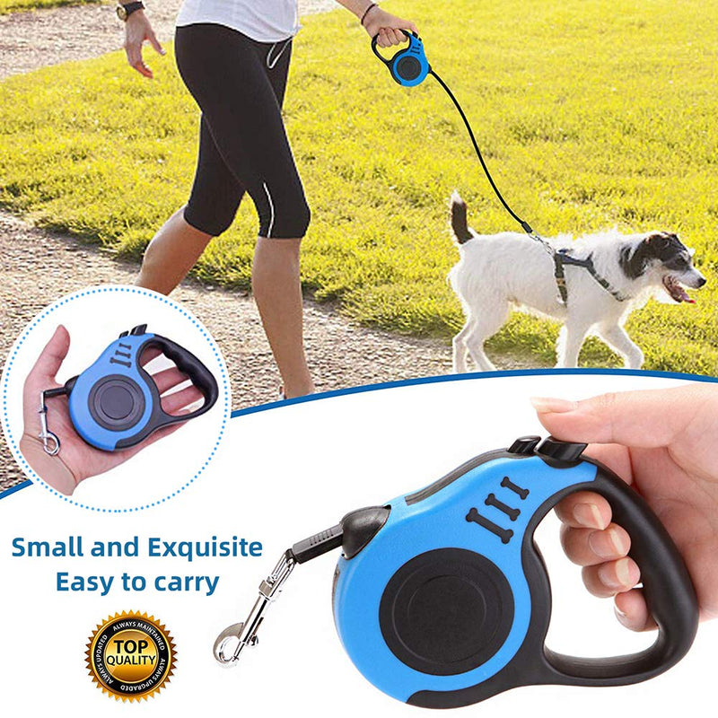 Retractable Dog Leash for Medium - Small Dogs and Cats 16.5FT Tangle Free, Heavy Duty Walking Leash with Anti Slip Handle, Pause and Lock Strong Nylon Tape, Store Dog Leash Retractable Blue Solid - PawsPlanet Australia