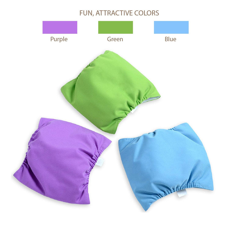 [Australia] - Pet Magasin Male Dog Belly Manner Band Wraps Nappies (3 Pack) Blue/Green/Purple Small 