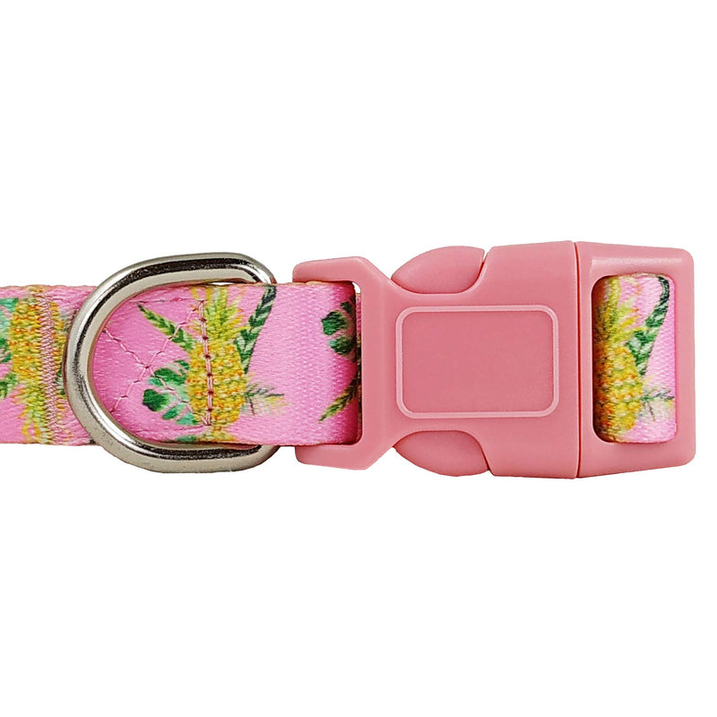 Bestbuddy Pet Medium Neck 15"-22" Durable Nylon Designer Pineapple Pink Trendy Comfortable Adjustable Dog Collar with Buckle BBP001-M 15" to 22" neck, 3/4" wide - PawsPlanet Australia