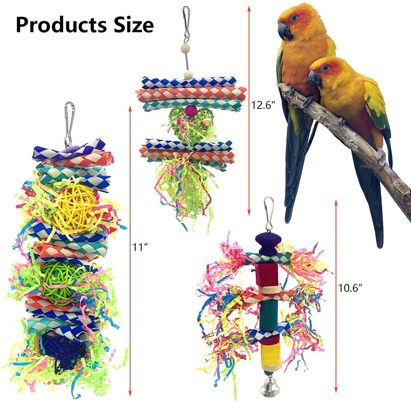 Vehomy Bird Shredding Toys Parrot Bamboo Chewing Toy Bird Wooden Block Foraging Toy with Natural Vine Balls Small Medium Bird Shredder Toys for Conures, Parakeets, Cockatiel - PawsPlanet Australia