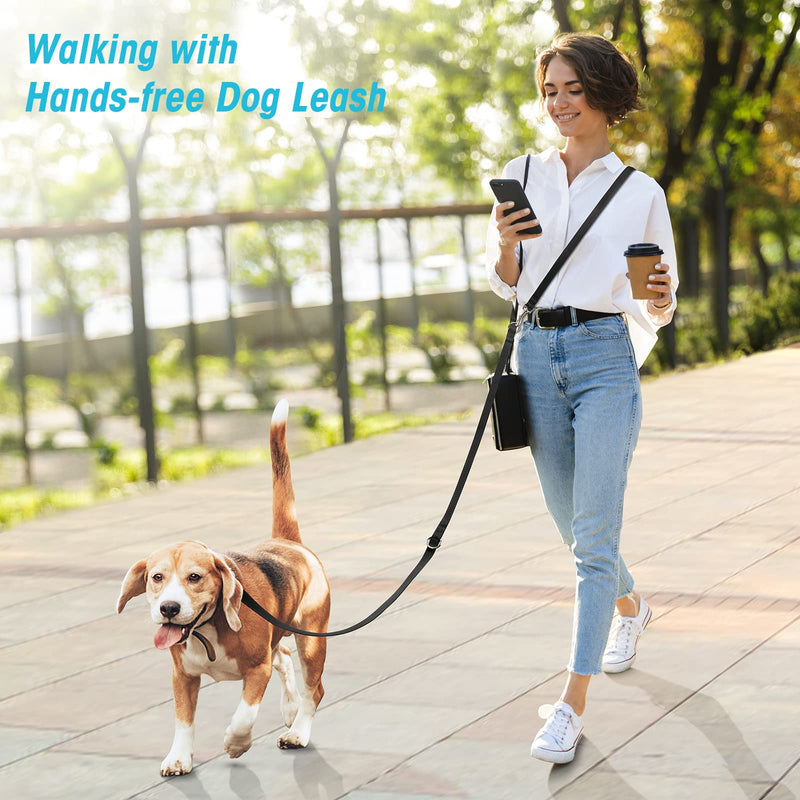 oneisall free-hand leash for small and medium-sized dogs, dog leash 2.5 m adjustable training leash & training leash | Nylon double leash with 2 carabiners black - PawsPlanet Australia