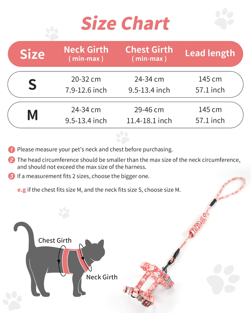 HAPPY HACHI Adjustable Soft Cat Harness Nylon Strap Safety Leash Prevent Escape for Cat Rabbit Ferret and Other Small Pet Animals (S, Pink) S - PawsPlanet Australia