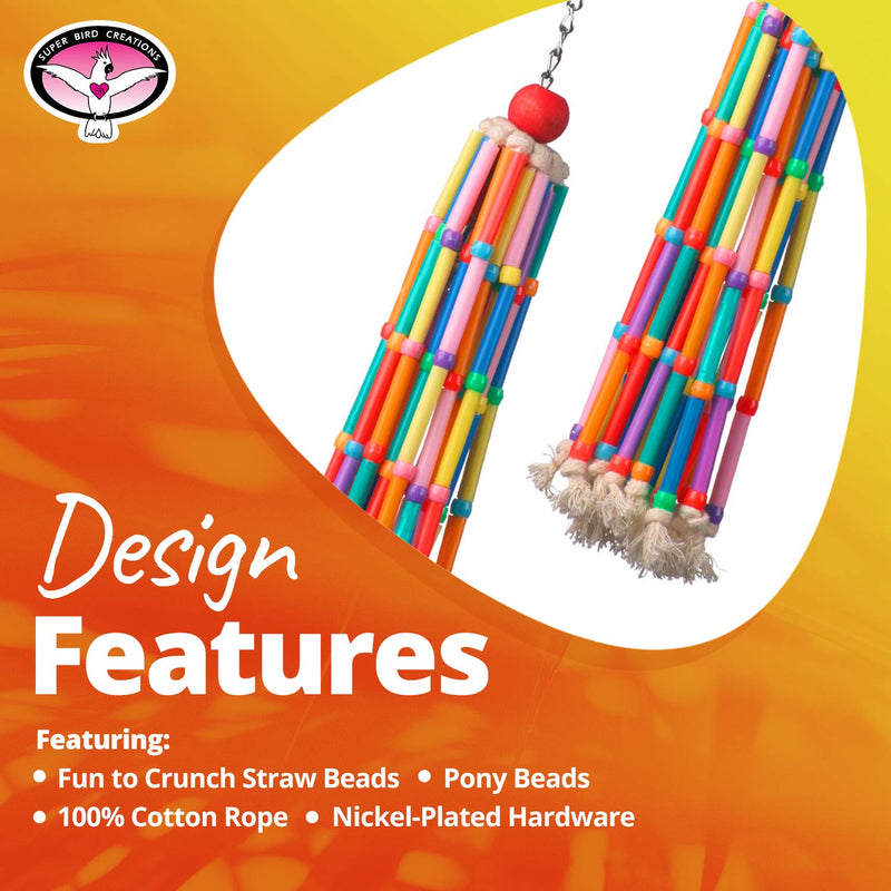 [Australia] - Super Bird SB708 Colorful Cotton Rope Wind Chimes Bird Toy with Ringing Bell, Medium Size, 13” x 2” x 2” One Pack (1) 