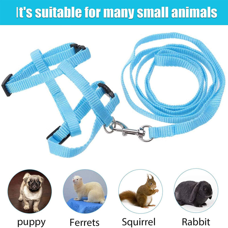 2 Pcs Rabbit Leash Rabbit Collar Rabbit Harness with Leash Adjustable Pet Harness Harness for Small Pets Pink Blue - PawsPlanet Australia