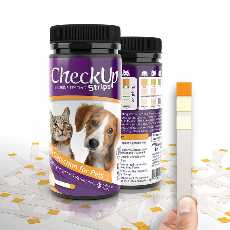 CheckUp KIT4CAT UTI Urine Testing Strips for Cats and Dogs - Detection of pH, Nitrite and Leukocytes x 50 - PawsPlanet Australia