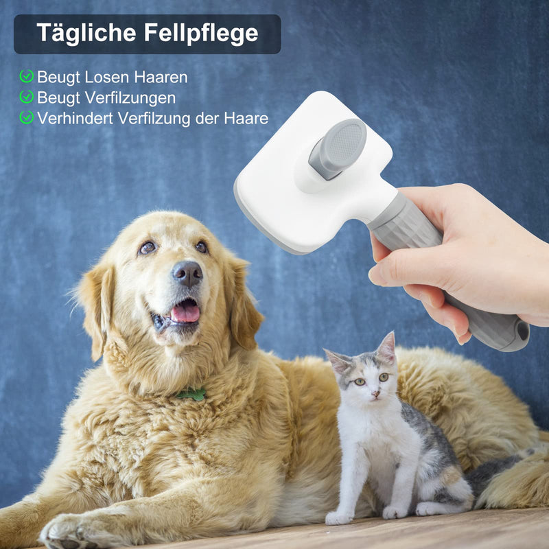 Dog brush, cat brush, pet brush for short hair, long hair, TNSLAND dog hair brush, animal hair brush, self-cleaning fur brush, dogs, cats, animal care brush, comb for removing underfur - PawsPlanet Australia