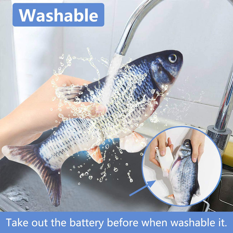 Catnip Fish Toys for Cats Interactive, 30cm Realistic Plush Electric Wagging Fish Toys, Simulation Funny Health Refillable Toy for Indoor Cat Pet Kitten, Perfect for Biting Chewing Kicking, Catfish Normal - PawsPlanet Australia