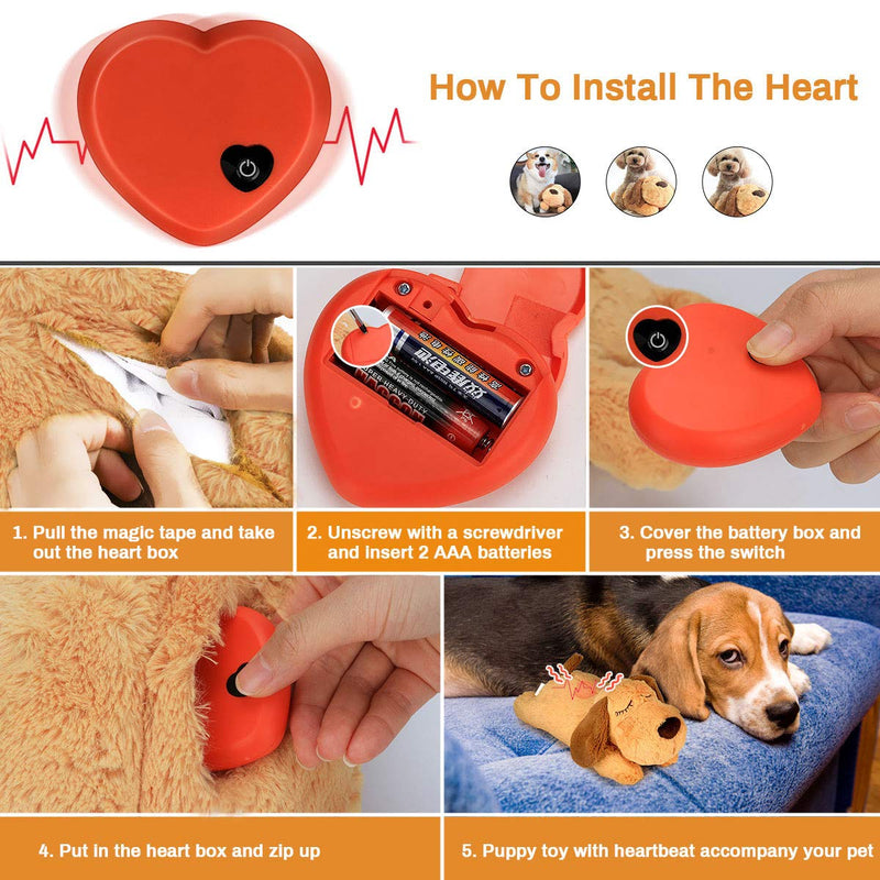 E-More Puppy Toy with Heartbeat, Puppies Separation Anxiety Dog Toy Soft Plush Sleeping Buddy Behavioral Aid Toy Puppy Heart Beat Toy for Puppies Dog Pet - PawsPlanet Australia