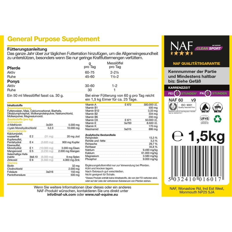 Natural Animal Feeds Naf General Purpose Supplement 1.5kg - Clear, 1.5Kg - PawsPlanet Australia