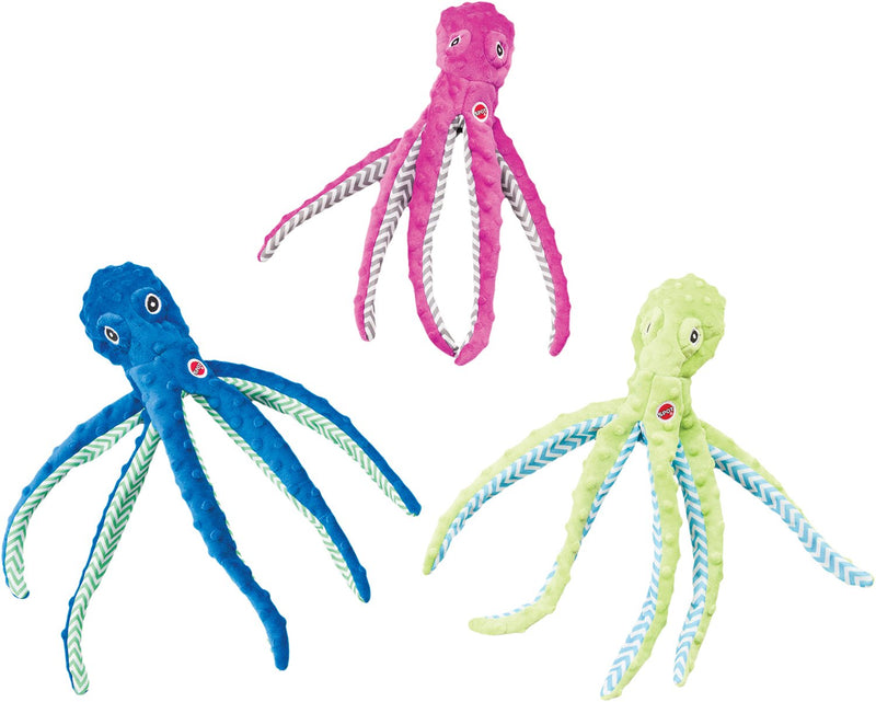 [Australia] - SPOT Ethical Pets Skinneeez Extreme Stuffingless Durable Squeaker Octopus Dog and Cat Toy, 16", Assorted 