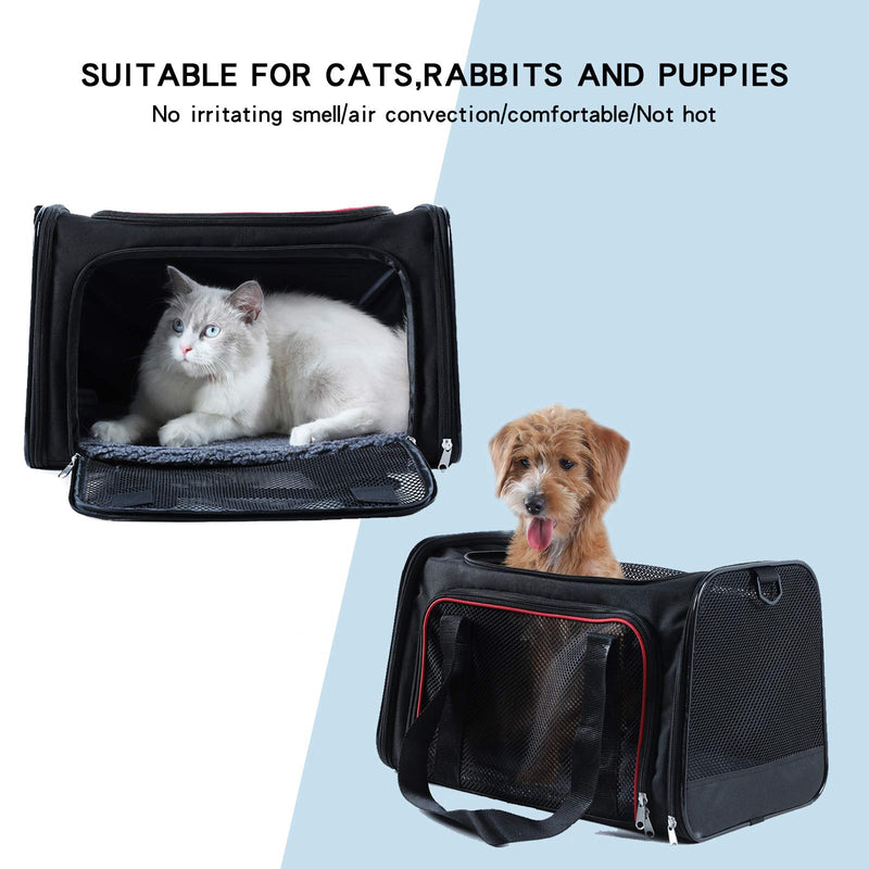 A4Pet Airline Approved Cat Carrier Expandable Dog Carriers, Soft-Sided Portable Pet Travel Washable Carrier for Kittens,Puppies,Rabbit,Hamsters S:16"×10"×10" Black - PawsPlanet Australia