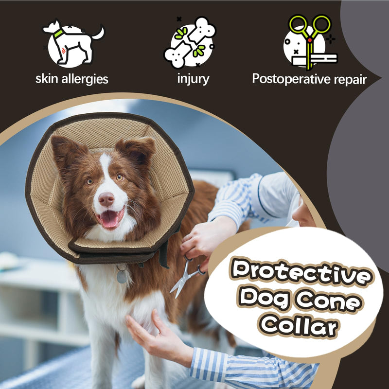 Kuoser collar dog, comfortable leak protection dog, protective measures protective collar dog, adjustable dog collar, dog neck brace leak protection for dogs, prevention of bite and lick wounds, brown M M---neck circumference: 28-36cm brown - PawsPlanet Australia