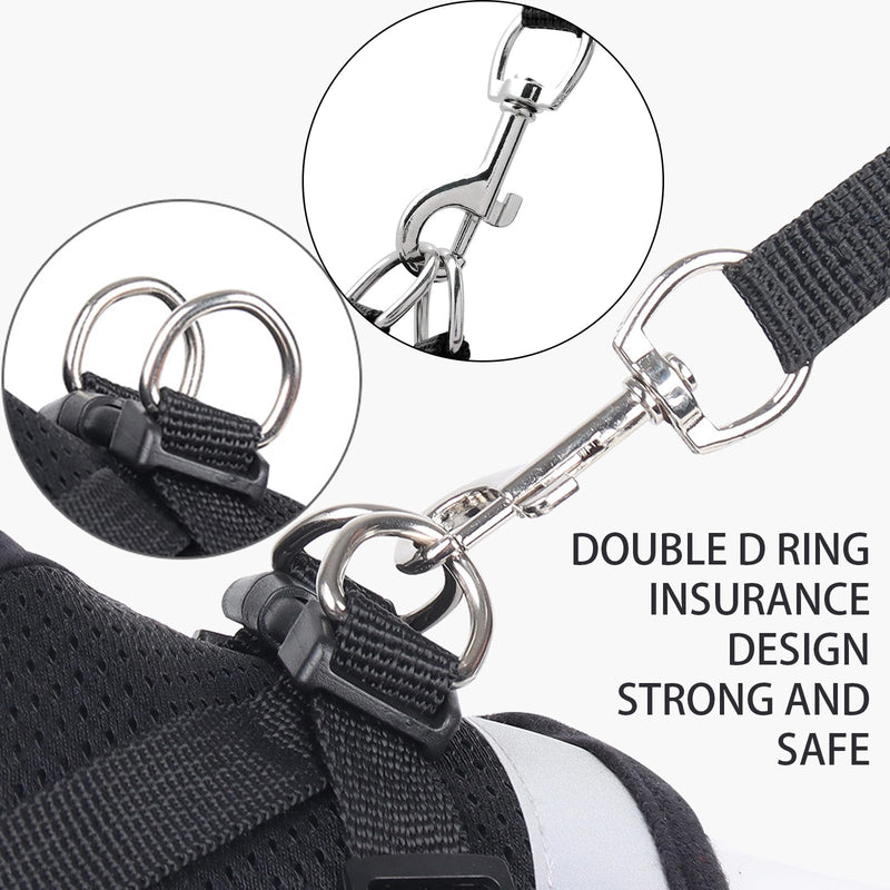 DKDDSSS Cat Harness Cat Leash Set, Cat Harness Escape-Proof Adjustable, Adjustable Cat Harness with Reflective Strips with Cat Collar, for Kitten Dogs (M, Black) M - PawsPlanet Australia