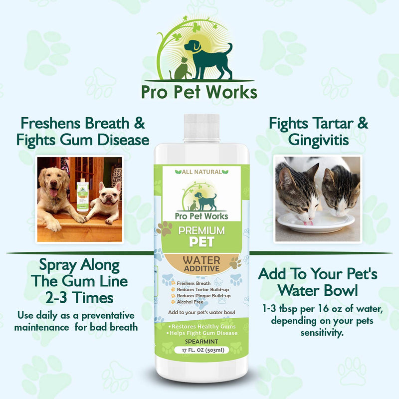 Premium Pet Dental Water Additive for Dogs Cats & Small Animals-Dog Dental Care for Bad Pet Breath-Oral Mouth Care That Fights Tartar, Plaque and Gum Disease- [17 oz] Dog Toothpaste Deodorizer(1btl) - PawsPlanet Australia