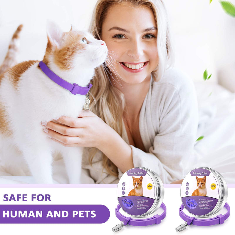 Weewooday 5 Set Calming Collar for Cats Adjustable Waterproof Cat Calming Collars Reduce Anxiety Stress Cat Collars with 5 Pet ID Pendants (Purple) - PawsPlanet Australia