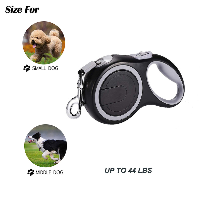 EC.TEAK Retractable Dog Leash, 26 Feet/16 Ft Dog Walking Leash for Small to Large Dogs up to 110lbs /44 lbs, One Button Break & Lock , Heavy Duty No Tangle Black 16FT - PawsPlanet Australia
