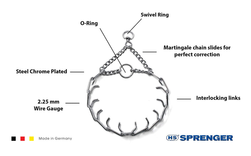 Herm Sprenger Prong Dog Training Collar Ultra-Plus Chrome Plated Steel Pet Pinch Collar No-Pull Collar for Dogs Anti Pull Training Collar Made in Germany 16in (41cm) x 2.25mm - PawsPlanet Australia