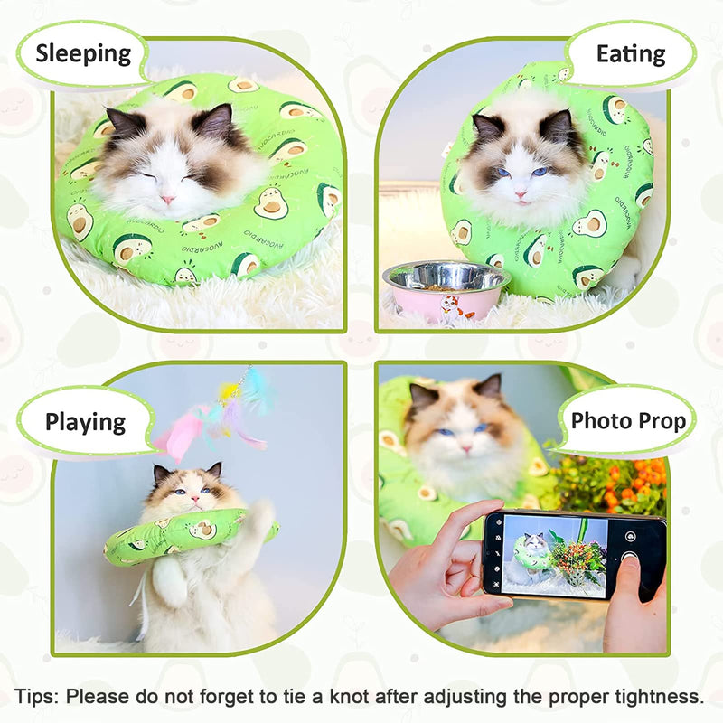 Cat Cone Cute Cartoon Cat Recovery Collar for Cat Wound Healing Protective Pet Cone After Surgery Elizabethan Collars for Kitten and Small Dogs S (Head: 5.1-8.7 in) Avocado - PawsPlanet Australia