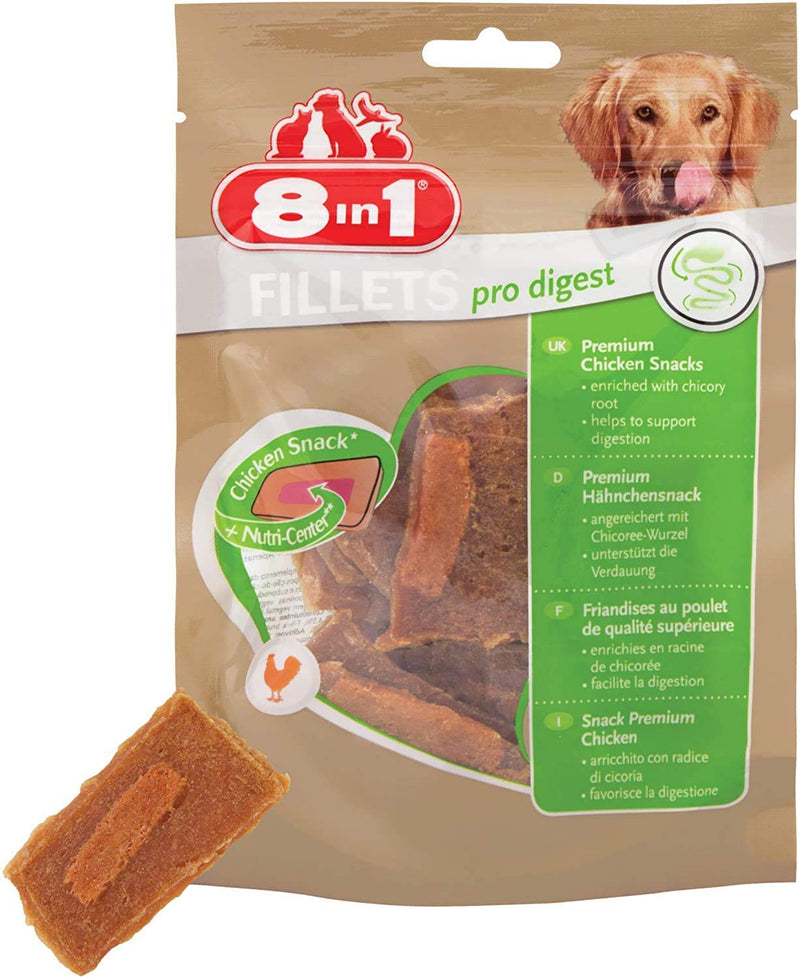 8in1 Fillets Pro Digest Dog Snack with Chicken, Functional Treats for Dogs, Supports Digestion, 80g Bag 80g (Pack of 1) - PawsPlanet Australia