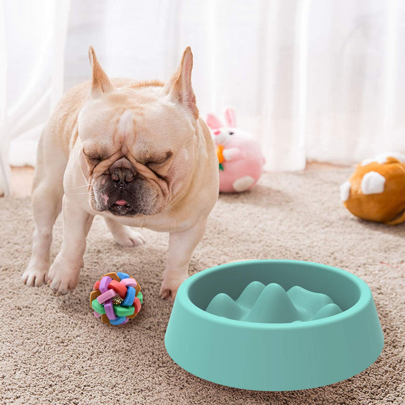 [Australia] - Dimgogo Slow Feeder Dog Bowls, Dog Food Bowl Slow Eating Dog Bowl Interactive Bloat Stop Dog Bowls Non Slip Puzzle Bowl Preventing Choking Healthy Dogs Cats Bowl Come with Free Puppy Dog Chew Toys Blue 