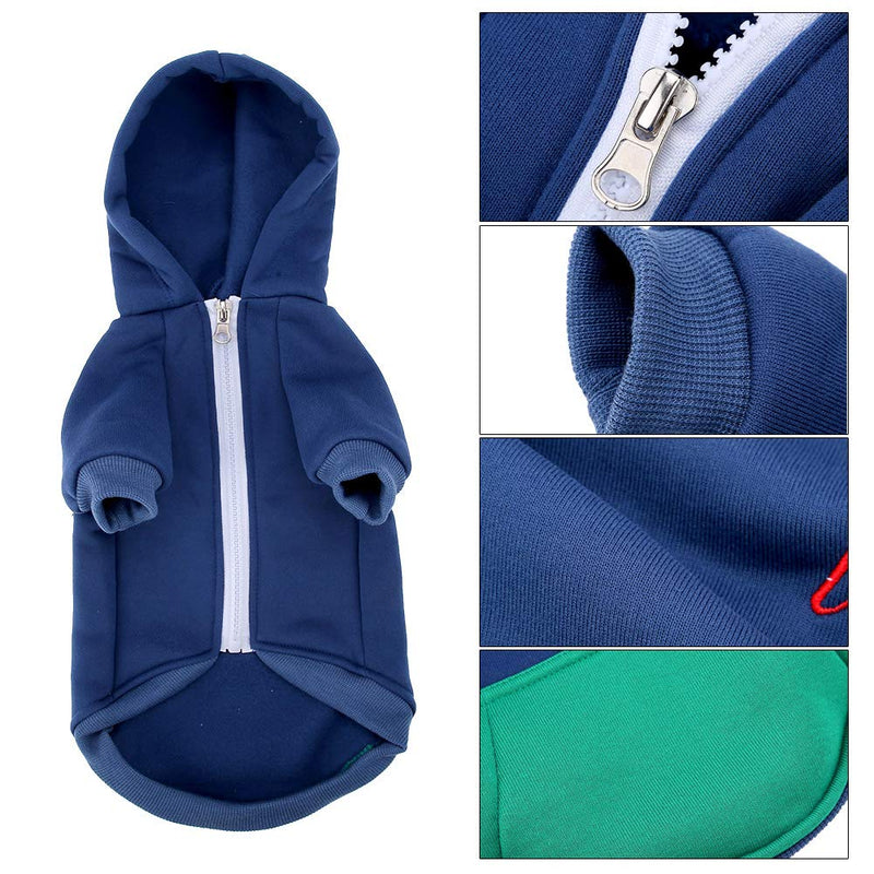 Dog Hoodies Clothes Pet Dog Clothes Spring Coat Jacket Zip Up Casual Hoodie Warm Sweater Dog Outfits for Dog Cat Puppy Hoodies L Blue - PawsPlanet Australia