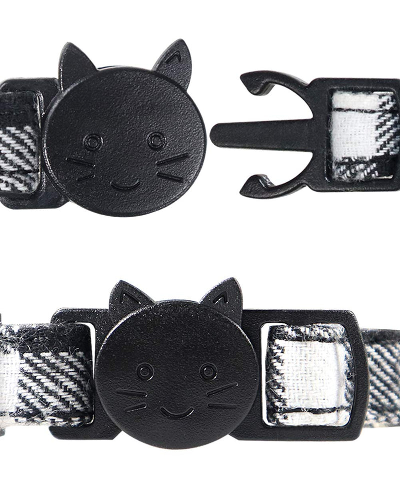 Joytale Breakaway Cat Collar with Bow Tie and Bell, Cute Plaid Patterns, 1 or 2 Pack Kitty Safety Collars 7-11'' (pack of 1) Black - PawsPlanet Australia