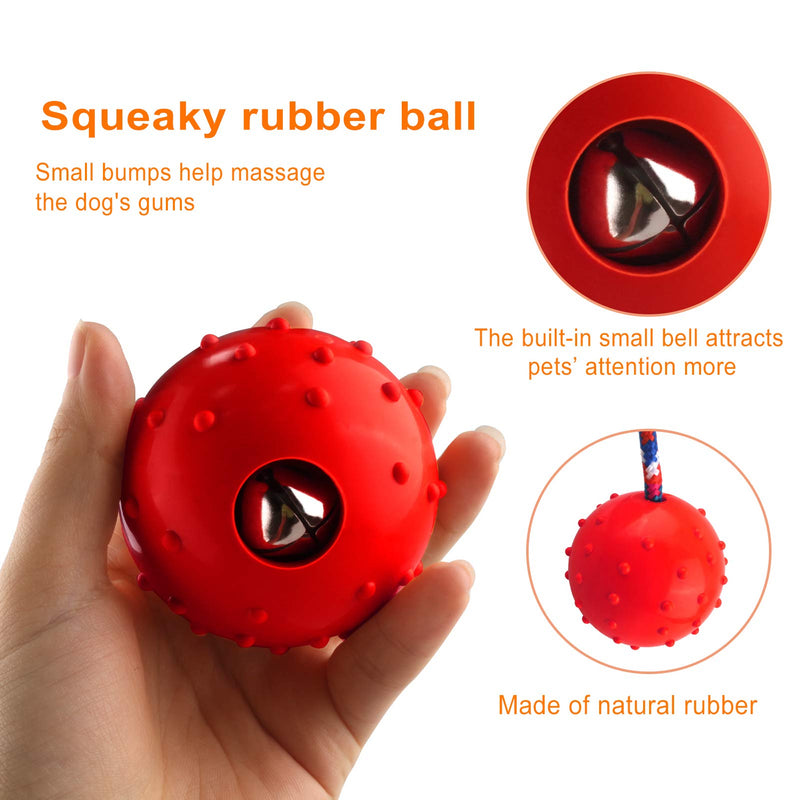 MEKEET Dog Tooth Cleaning Ball with Rope, Bite-Resistant Non-Toxic Pet Toy Ball, Snack Toy Ball Suitable for Small and Medium-Sized Dogs-Pet Training/Chewing/Play/Treatment/Interaction (Red) Red - PawsPlanet Australia
