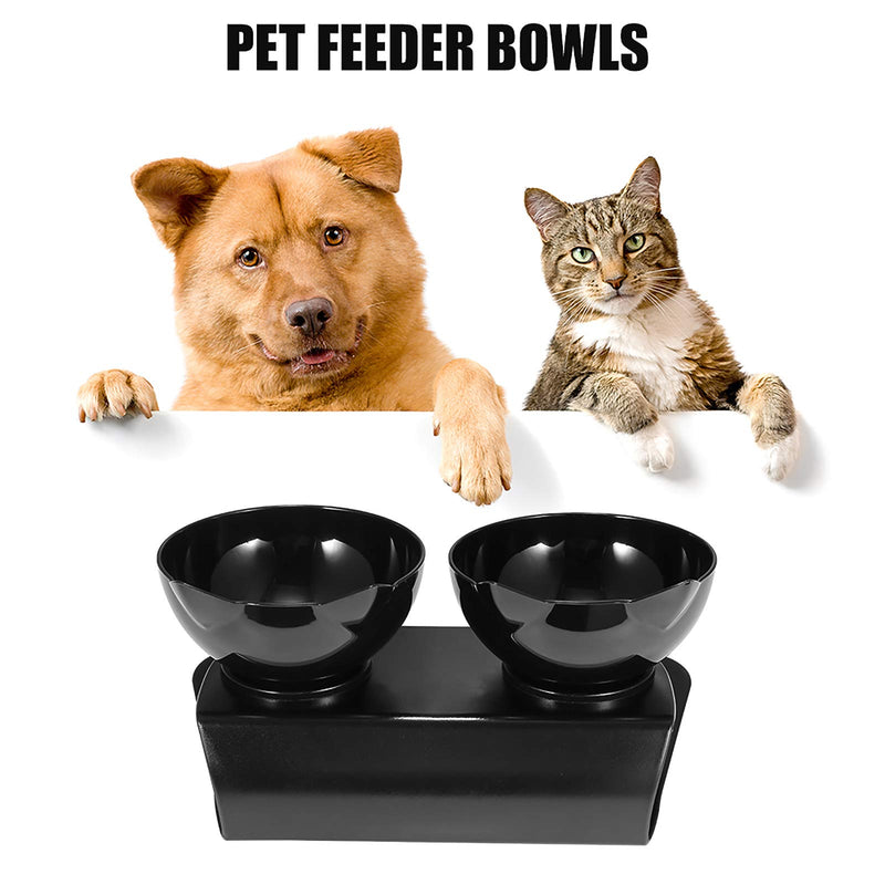 Cat Bowls with 15 ° Incline Angle, Cat Bowls with Stand, Pet Water Bowls with Anti-slip Design Black - PawsPlanet Australia