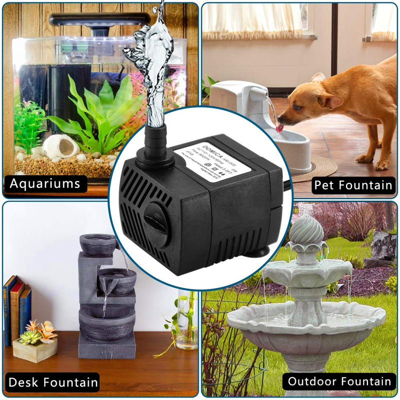 DOMICA 90 GPH Mini Submersible Pump, Small Fountain Pump (5W 350L/H) for Water Feature, Aquariums, Fish Tank, Tabletop Fountain, Pet Fountain, Indoor or Outdoor Pond Fountain - PawsPlanet Australia