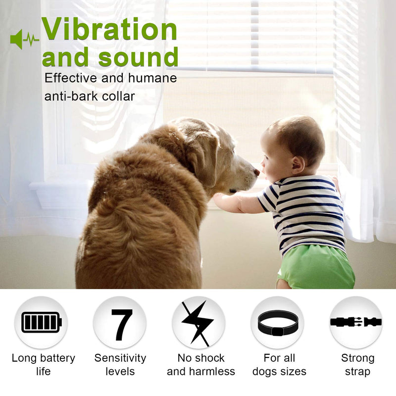 [Australia] - Dog No Bark Collar with Smart Detection Vibration and Harmless Shock- Rechargeable Anti Barking Device for Small Medium and Large Dog (Green) 