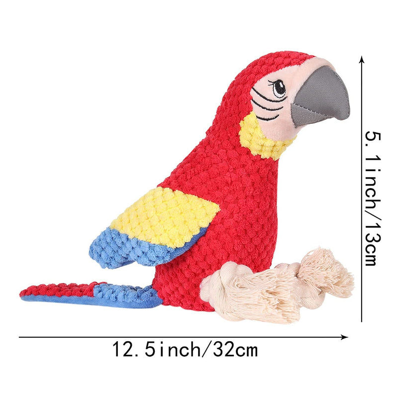 Pet Toy Dog Plush Toy, Squeaky Interactive Dog Chew Toys, Durable Tug of War Stuffed Toys for Small, Middle, Large Dogs with Parrot Shape - PawsPlanet Australia