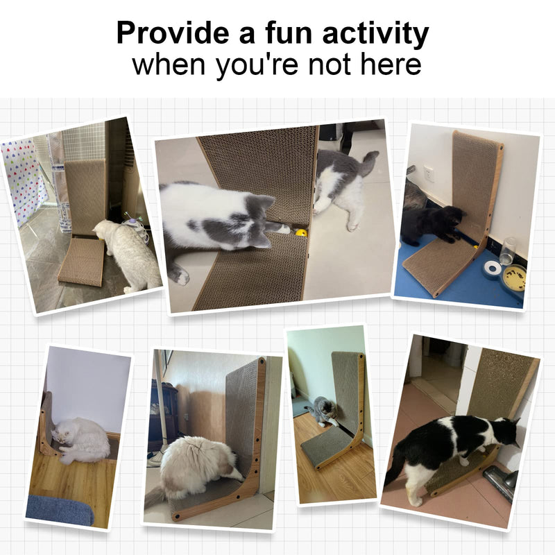 FUKUMARU cat scratching board, 68 cm high L-shaped scratching board for cats, durable cat scratching board with ball toy, cat scratching furniture made of high-quality cardboard for walls and corners, large format - PawsPlanet Australia