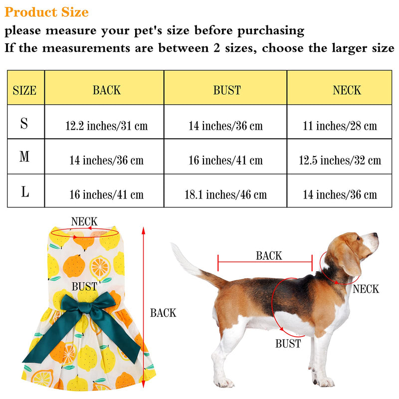 URATOT 4 Pieces Cute Pet Dress Dog Dress with Lovely Bow Puppy Dress Strawberry Cherry Lemon Pet Apparel Dog Clothes for Small Dogs and Cats Fruit Design with Bow - PawsPlanet Australia