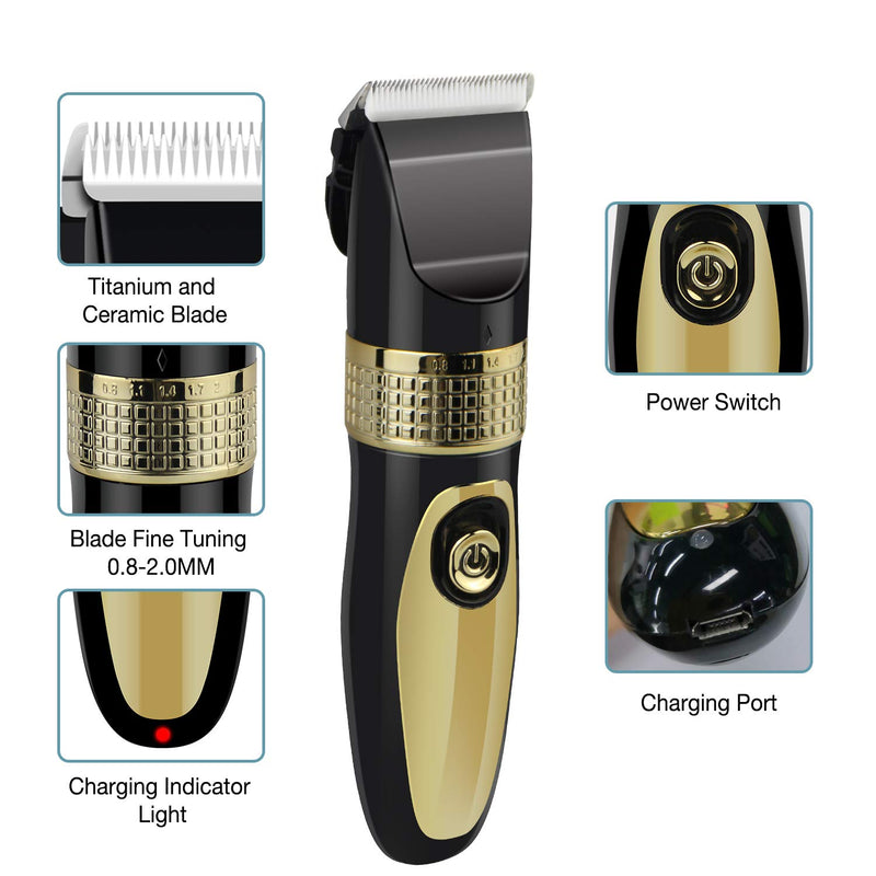 Jennary Dog clippers,USB Rechargeable Cordless Low Noise&Washable Dogs Cats Horse Clippers Electric Pets Hair Trimmers with 4 Comb Guides - PawsPlanet Australia